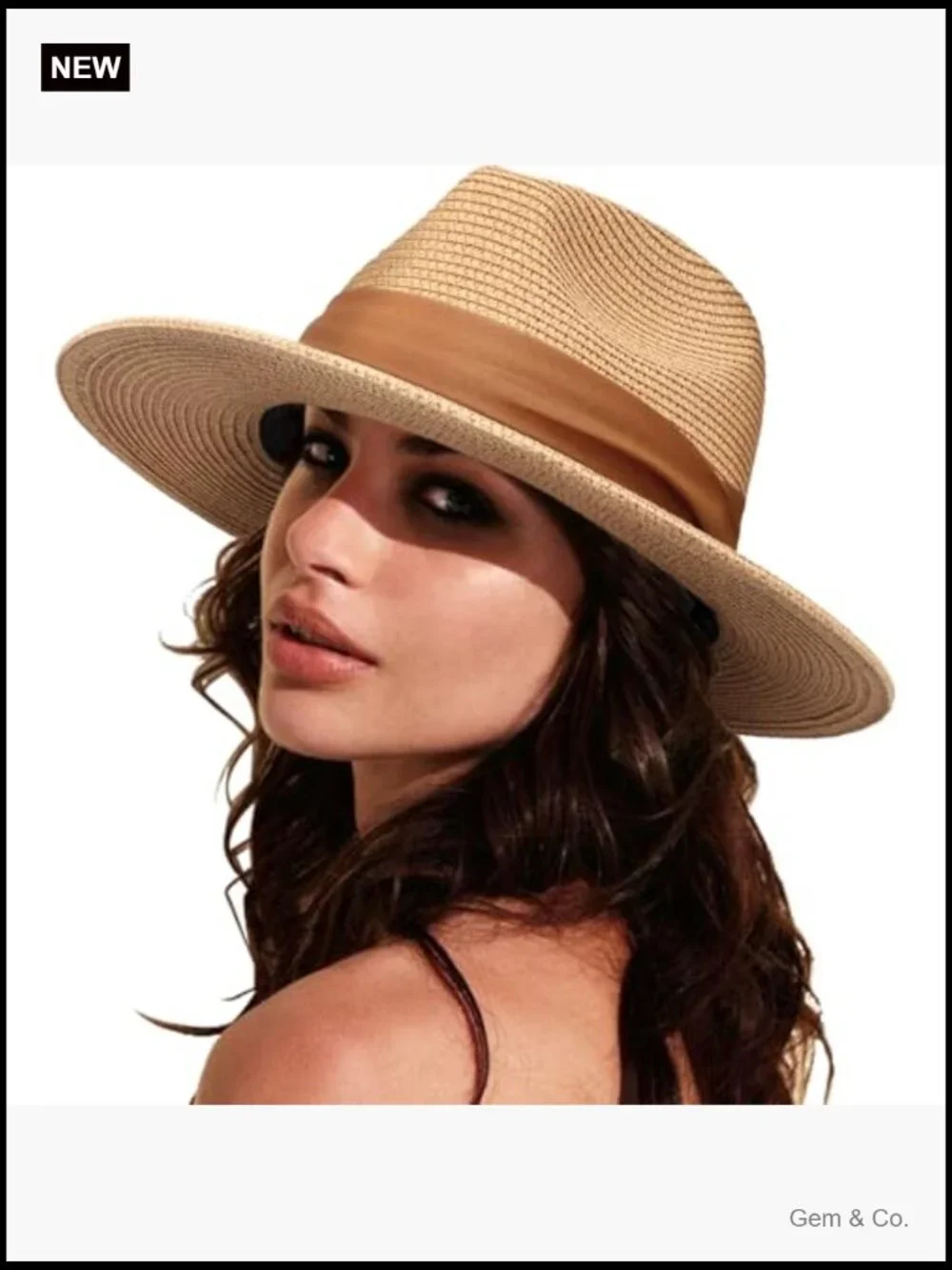 Wide Brim Straw Sun Hat UPF 50+ Foldable Travel Fedora
